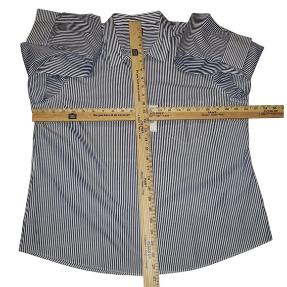 UNTUCKit Marsanne Womens Plus 16 Navy Stripe Cotton Shirt Classic Office Casual - Picture 4 of 6